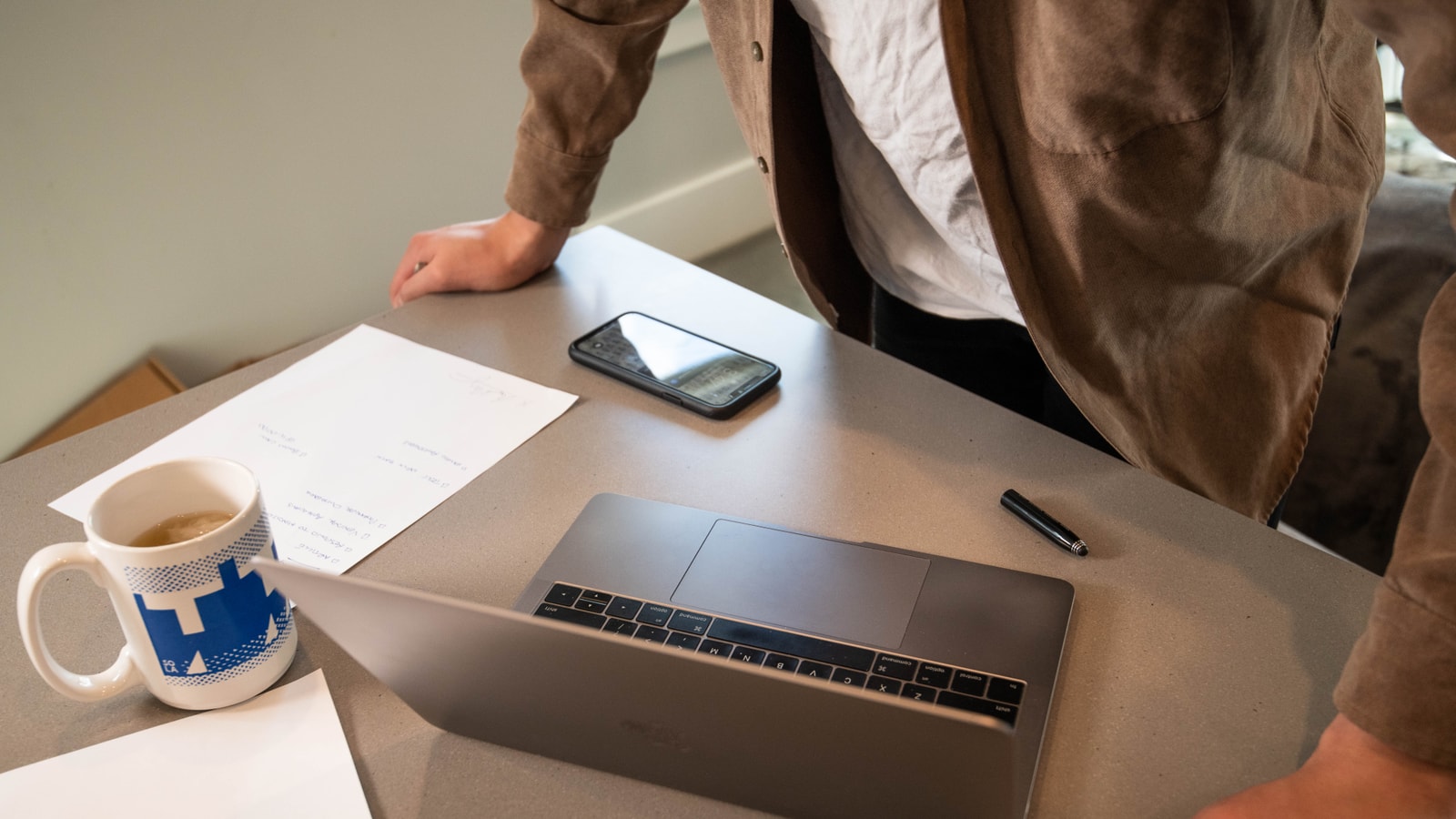 Business audit and compliance documents prepared for a review meeting