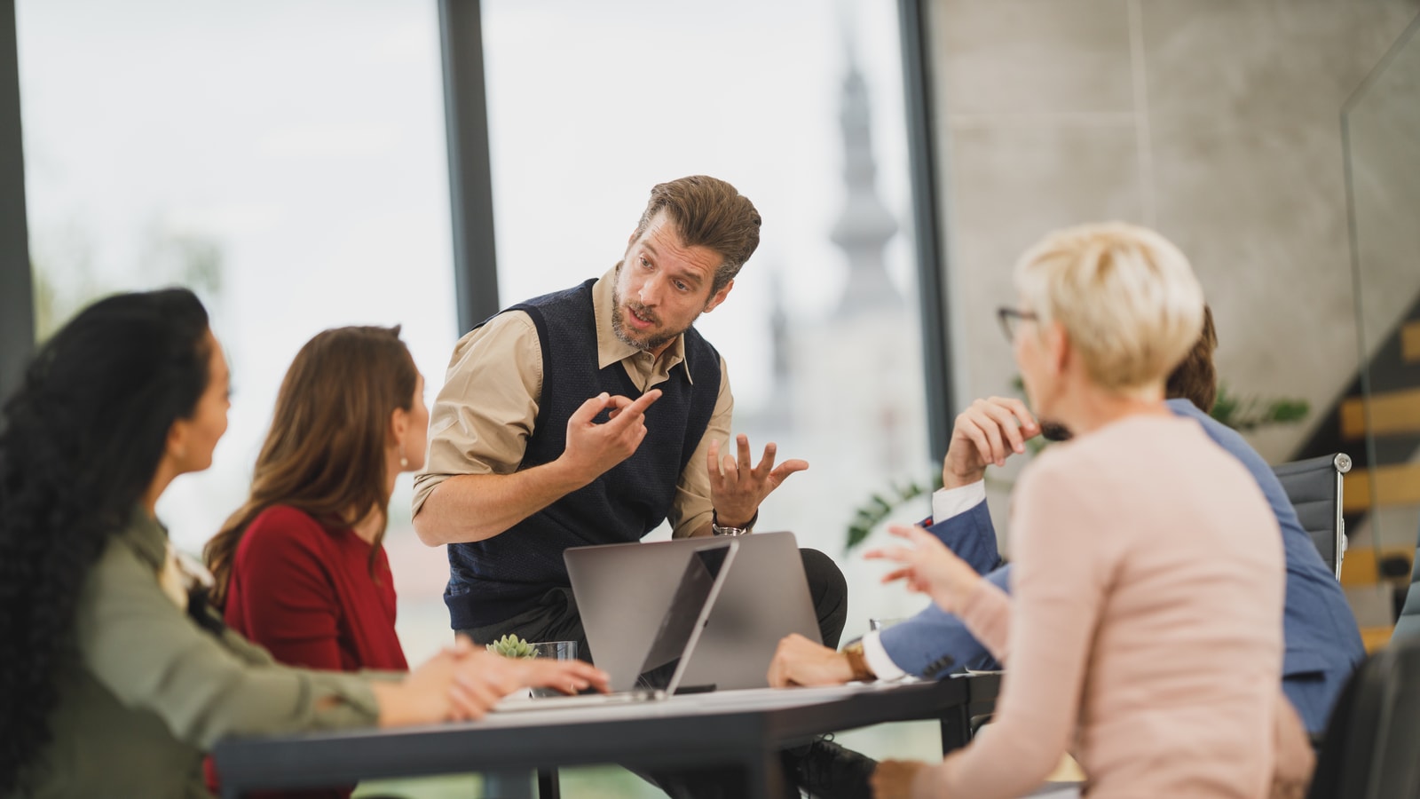 Business audit and compliance documents prepared for a review meeting