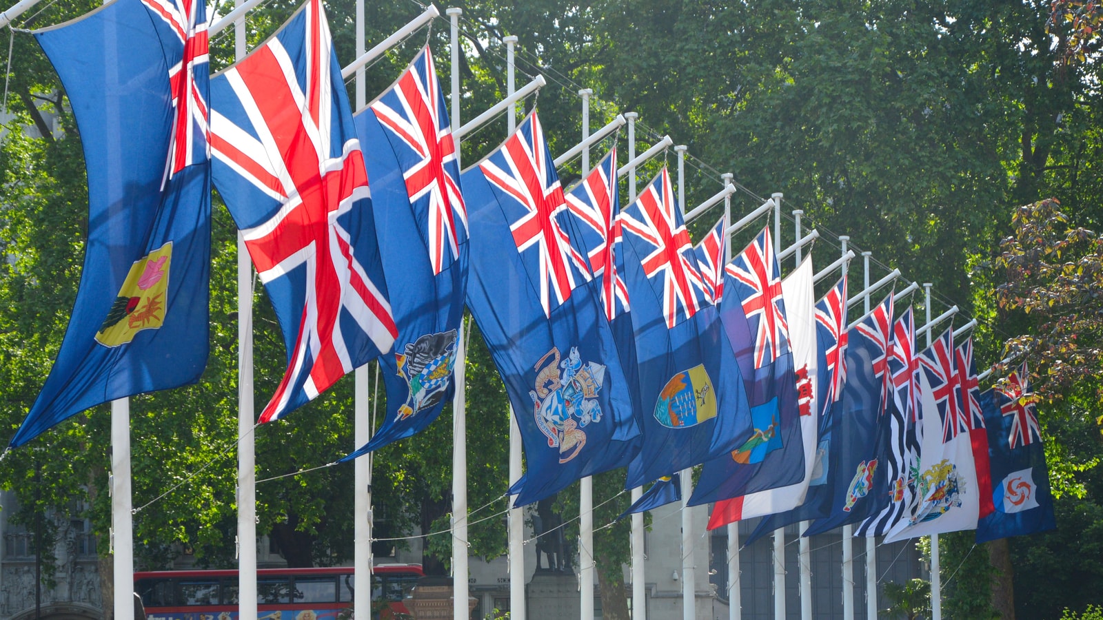 Parliament Square During Queen's Official Birthday (detail Of British Flags)