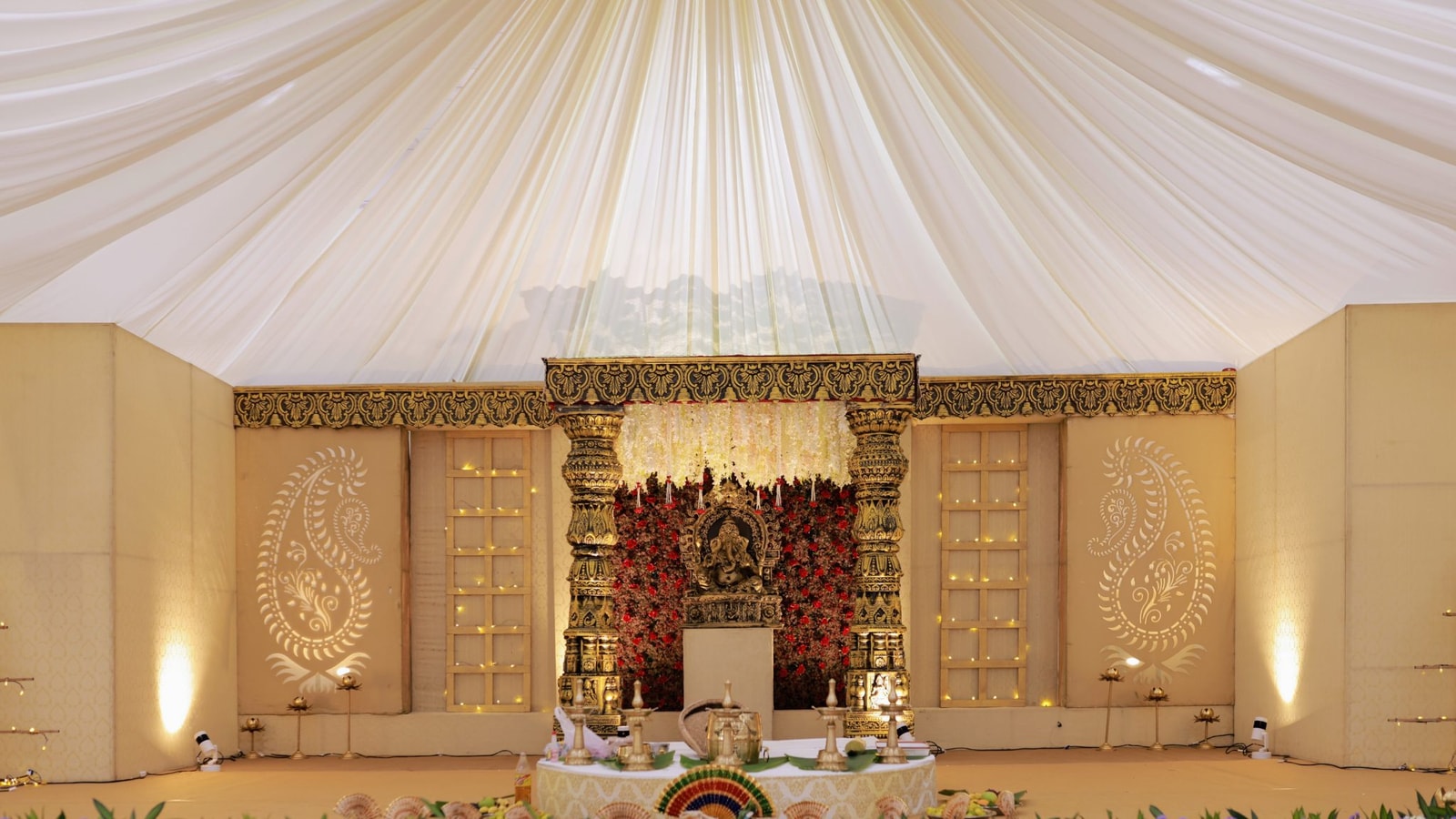 Kalyana Mandapam. A Traditional-looking Kerala Wedding Stage With Decorations.